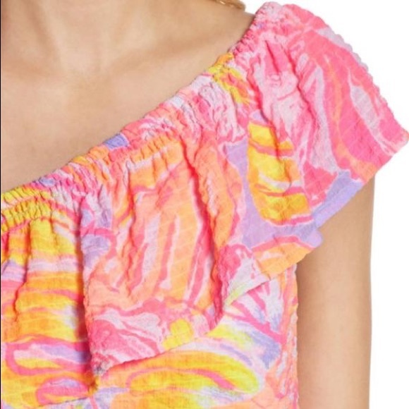 NWT Lilly Pulitzer Emmeline One Shoulder Dress in Sun Splashed - Picture 3 of 9